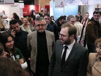 France's Minister for the Economy, Finance and Industry, Antoine Armand (R), accompanied by former French centrist UDI Member of Parliament...