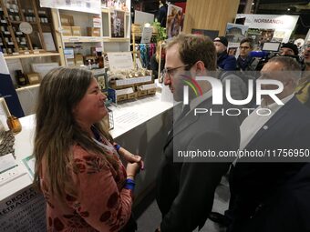 France's Minister for the Economy, Finance and Industry, Antoine Armand, visits an essential oils stand as he attends the ''Made in France''...