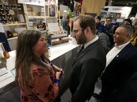 France's Minister for the Economy, Finance and Industry, Antoine Armand, visits an essential oils stand as he attends the ''Made in France''...