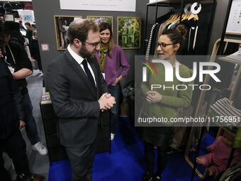 France's Minister for the Economy, Finance and Industry, Antoine Armand, visits the ''Sweet Home'' stand as he attends the ''Made in France'...