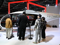 Visitors visit the VOLANT AEROTECH Aviation booth at the ''Future Low Altitude Travel'' area of the Automobile Pavilion at the 7th China Int...