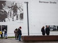 Bernauer Strasse mural during the commemoration ceremony marking the 35th anniversary of the fall of the Berlin Wall. Berlin, Germany on 9 N...