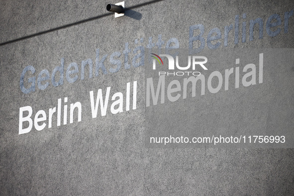 Berlin Wall Memorial building during the commemoration ceremony marking the 35th anniversary of the fall of the Berlin Wall. Berlin, Germany...