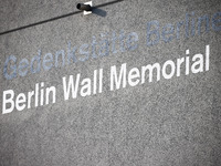 Berlin Wall Memorial building during the commemoration ceremony marking the 35th anniversary of the fall of the Berlin Wall. Berlin, Germany...