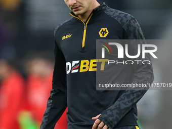 Alfie Pond of Wolves warms up during the Premier League match between Wolverhampton Wanderers and Southampton at Molineux in Wolverhampton,...