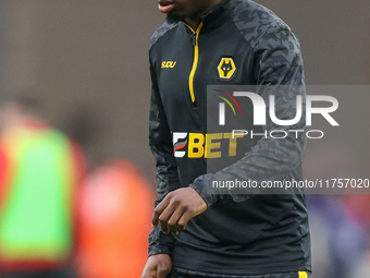 Carlos Forbs of Wolves warms up during the Premier League match between Wolverhampton Wanderers and Southampton at Molineux in Wolverhampton...