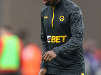 Carlos Forbs of Wolves warms up during the Premier League match between Wolverhampton Wanderers and Southampton at Molineux in Wolverhampton...