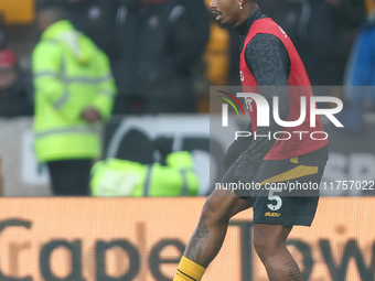 #5, Mario Lemina of Wolves warms up during the Premier League match between Wolverhampton Wanderers and Southampton at Molineux in Wolverham...