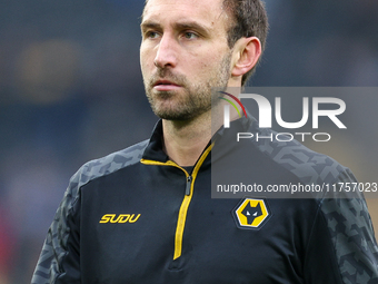 Craig Dawson of Wolves warms up during the Premier League match between Wolverhampton Wanderers and Southampton at Molineux in Wolverhampton...