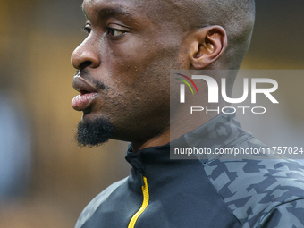 #24, Toti Gomes of Wolves warms up during the Premier League match between Wolverhampton Wanderers and Southampton at Molineux in Wolverhamp...