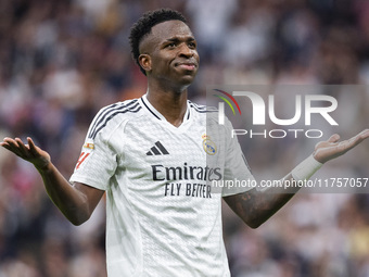 Vinicius Junior of Real Madrid CF celebrates his goal during the La Liga EA Sports 2024/25 football match between Real Madrid CF and CA Osas...