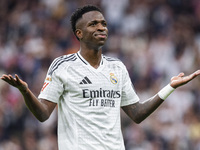 Vinicius Junior of Real Madrid CF celebrates his goal during the La Liga EA Sports 2024/25 football match between Real Madrid CF and CA Osas...