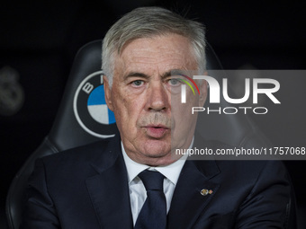 Carlo Ancelotti, head coach of Real Madrid CF, is seen during the La Liga EA Sports 2024/25 football match between Real Madrid CF and CA Osa...