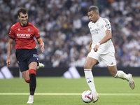 Kylian Mbappe of Real Madrid plays during the La Liga 2024/25 match between Real Madrid and Osasuna at Santiago Bernabeu Stadium in Madrid,...