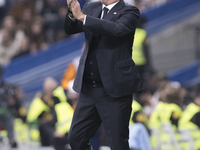 Real Madrid coach Carlo Ancelotti is present during the La Liga 2024/25 match between Real Madrid and Osasuna at Santiago Bernabeu Stadium i...