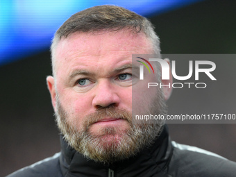 Wayne Rooney manages Plymouth Argyle during the Sky Bet Championship match between Derby County and Plymouth Argyle at Pride Park in Derby,...