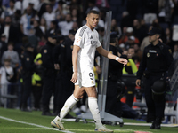 Kylian Mbappe of Real Madrid plays during the La Liga 2024/25 match between Real Madrid and Osasuna at Santiago Bernabeu Stadium in Madrid,...