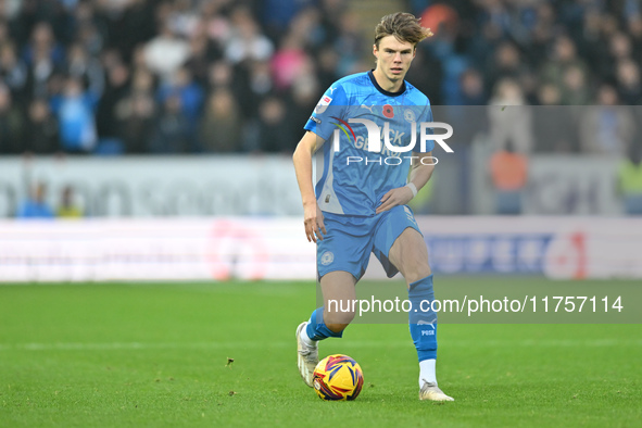 Oscar Wallin (5 Peterborough United) goes forward during the Sky Bet League 1 match between Peterborough and Cambridge United in Peterboroug...