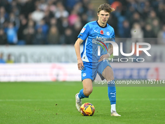 Oscar Wallin (5 Peterborough United) goes forward during the Sky Bet League 1 match between Peterborough and Cambridge United in Peterboroug...