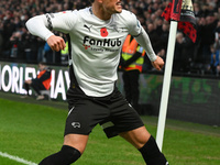 Jerry Yates of Derby County celebrates after scoring a goal to make it 1-0 during the Sky Bet Championship match between Derby County and Pl...