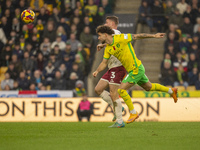 Emiliano Marcondes of Norwich City misses a header on goal during the Sky Bet Championship match between Norwich City and Bristol City at Ca...