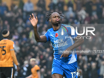 Ricky Jade Jones (17 Peterborough United) celebrates after scoring the team's first goal, making it 1-0, during the Sky Bet League 1 match b...