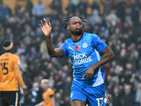 Ricky Jade Jones (17 Peterborough United) celebrates after scoring the team's first goal, making it 1-0, during the Sky Bet League 1 match b...