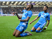 Ricky Jade Jones (17 Peterborough United) celebrates after scoring the team's first goal, making it 1-0, during the Sky Bet League 1 match b...