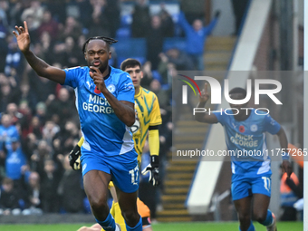 Ricky Jade Jones (17 Peterborough United) celebrates after scoring the team's first goal during the Sky Bet League 1 match between Peterboro...