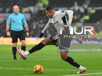 Nathaniel Mendez-Laing of Derby County is in action during the Sky Bet Championship match between Derby County and Plymouth Argyle at Pride...