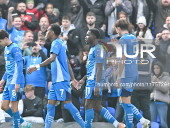 Kwame Poku (11 Peterborough United) celebrates after scoring the team's third goal during the Sky Bet League 1 match between Peterborough an...