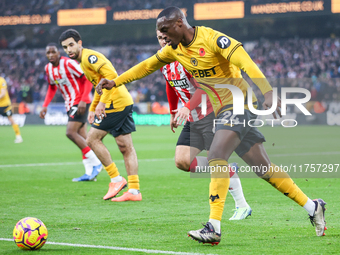 Toti Gomes of Wolves is in defensive action during the Premier League match between Wolverhampton Wanderers and Southampton at Molineux in W...