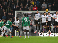 Adam Randell of Plymouth Argyle equalizes the score from a free-kick during the Sky Bet Championship match between Derby County and Plymouth...