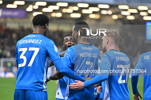 Malik Mothersille (7 Peterborough United) celebrates after scoring the team's fourth goal during the Sky Bet League 1 match between Peterbor...