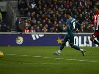 Evanilson of Bournemouth scores the first goal for his team during the Premier League match between Brentford and Bournemouth at the Gtech C...