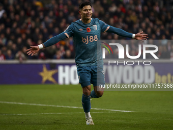 Evanilson of Bournemouth celebrates his goal during the Premier League match between Brentford and Bournemouth at the Gtech Community Stadiu...