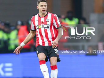 Jan Bednarek of Southampton participates in the Premier League match between Wolverhampton Wanderers and Southampton at Molineux in Wolverha...