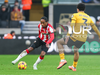 Kyle Walker-Peters of Southampton is in action during the Premier League match between Wolverhampton Wanderers and Southampton at Molineux i...