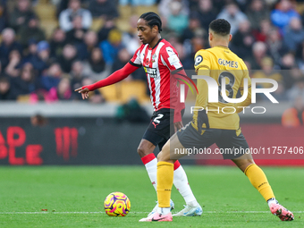 Kyle Walker-Peters of Southampton and Joao Gomes of Wolves are in action during the Premier League match between Wolverhampton Wanderers and...