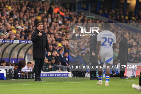 Daniel Farke, Leeds United manager, during the Sky Bet Championship match between Leeds United and Queens Park Rangers at Elland Road in Lee...