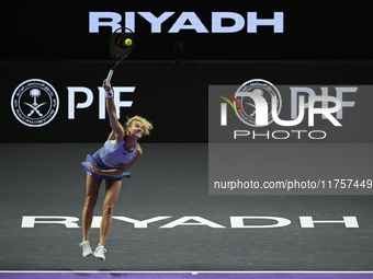 RIYADH, SAUDI ARABIA - NOVEMBER 09: Katerina Siniakova of the Czech Republic playing with Taylor Townsend of the USA during the Final match...