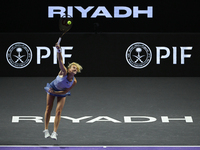 RIYADH, SAUDI ARABIA - NOVEMBER 09: Katerina Siniakova of the Czech Republic playing with Taylor Townsend of the USA during the Final match...