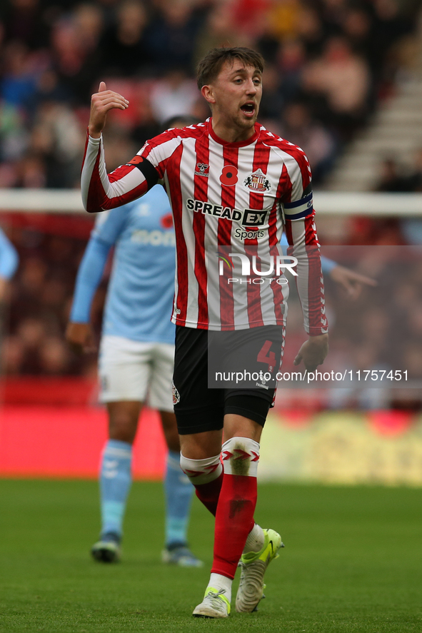 Dan Neil appeals during the Sky Bet Championship match between Sunderland and Coventry City at the Stadium Of Light in Sunderland, England,...