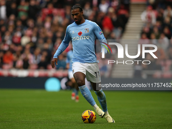 Haji Wright of Coventry City participates in the Sky Bet Championship match between Sunderland and Coventry City at the Stadium Of Light in...