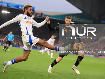 Jayden Bogle (Leeds United) crosses during the Sky Bet Championship match between Leeds United and Queens Park Rangers at Elland Road in Lee...