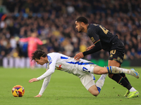 Brenden Aaronson (Leeds United) is fouled by Jonathan Varane (QPR) during the Sky Bet Championship match between Leeds United and Queens Par...