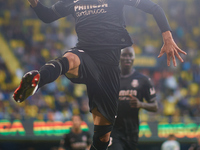 Ilias Akhomach of Villarreal CF celebrates after scoring the team's first goal during the LaLiga EA Sports match between Villarreal CF and D...