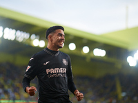 Ilias Akhomach of Villarreal CF celebrates after scoring the team's first goal during the LaLiga EA Sports match between Villarreal CF and D...