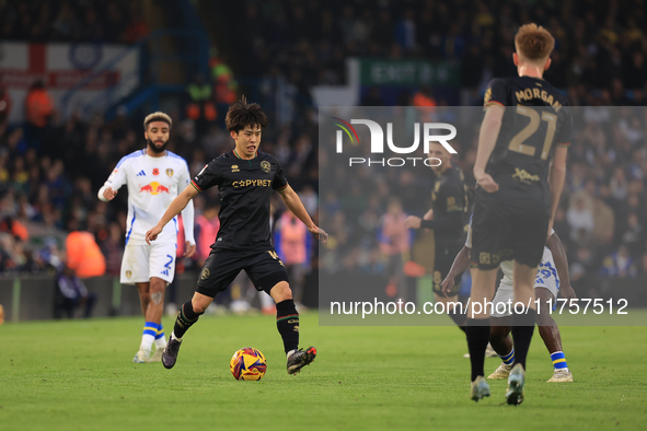 Koki Saito (QPR) participates in the Sky Bet Championship match between Leeds United and Queens Park Rangers at Elland Road in Leeds, United...