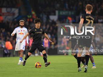 Koki Saito (QPR) participates in the Sky Bet Championship match between Leeds United and Queens Park Rangers at Elland Road in Leeds, United...